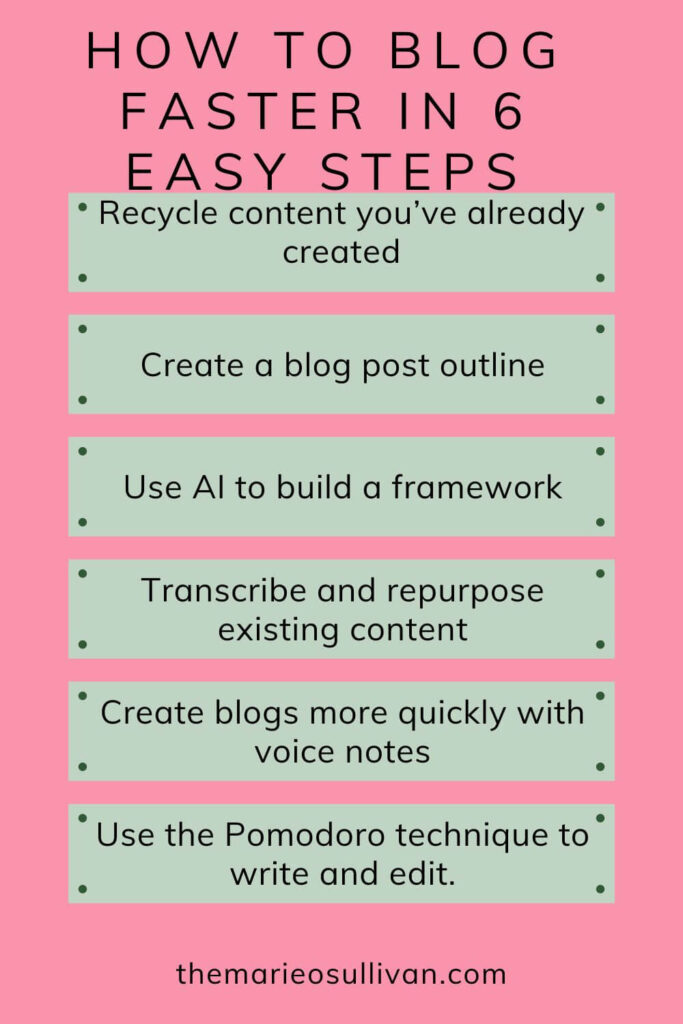 Pinterest pin - "How to blog faster in 6 easy steps".