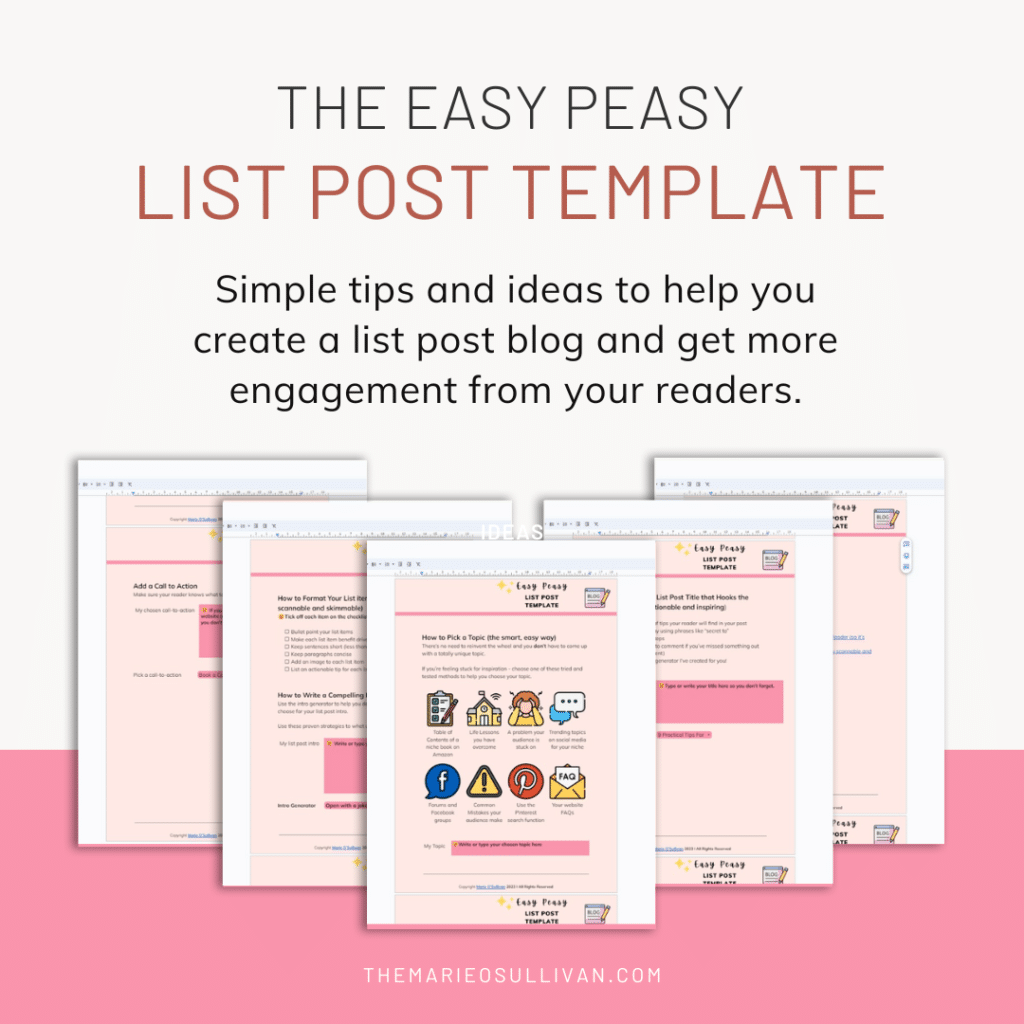 The Easy Peasy List Post Template - simple tips and ideas to help you create a list post blog and get more engagement from your readers. 