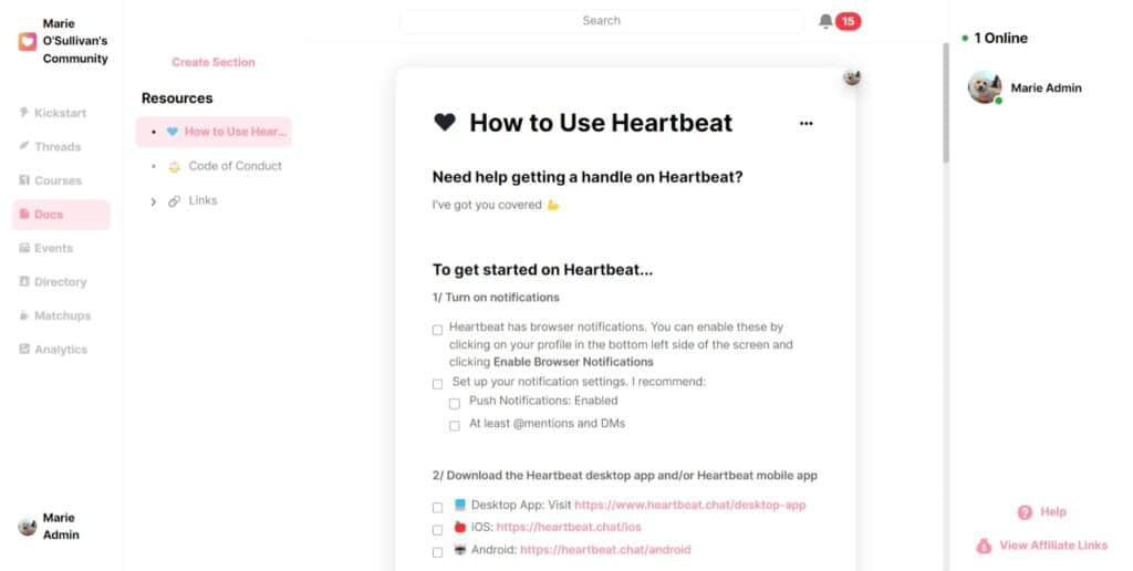 Heartbeat Review - Onboarding Process Document Templates