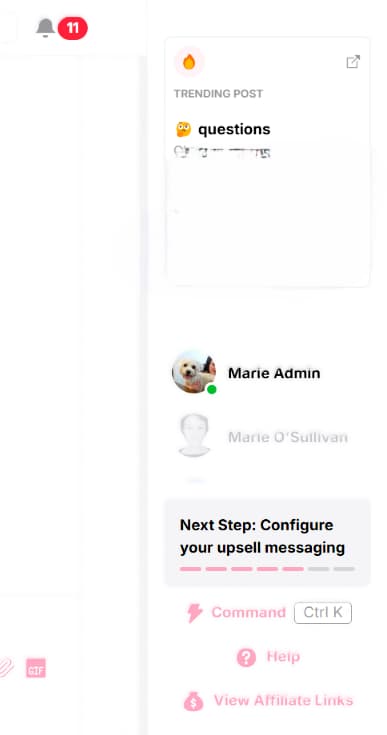 a screenshot of the hearbeat chat right sidebar highlighting a trending post to engage the community and encourage members to interact. 